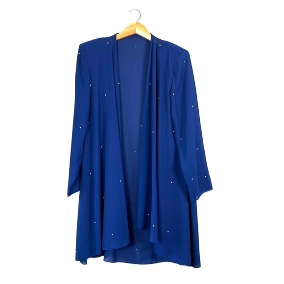 Sweaters - Vintage Royal Blue Pearl Embellished Cardigan 12